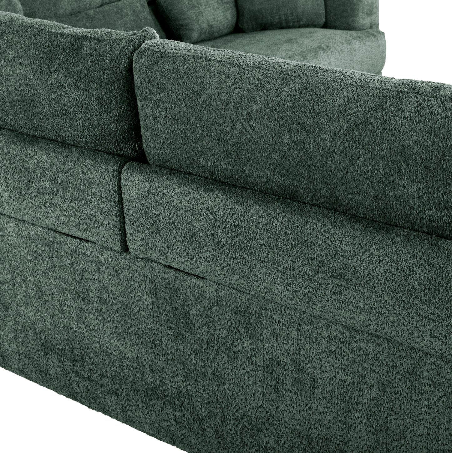CORNER SOFA SYMMET HM3269.05 GREEN FABRIC-GLOSSY ANTHRACITE LEGS 314x314x90-102Hcm.