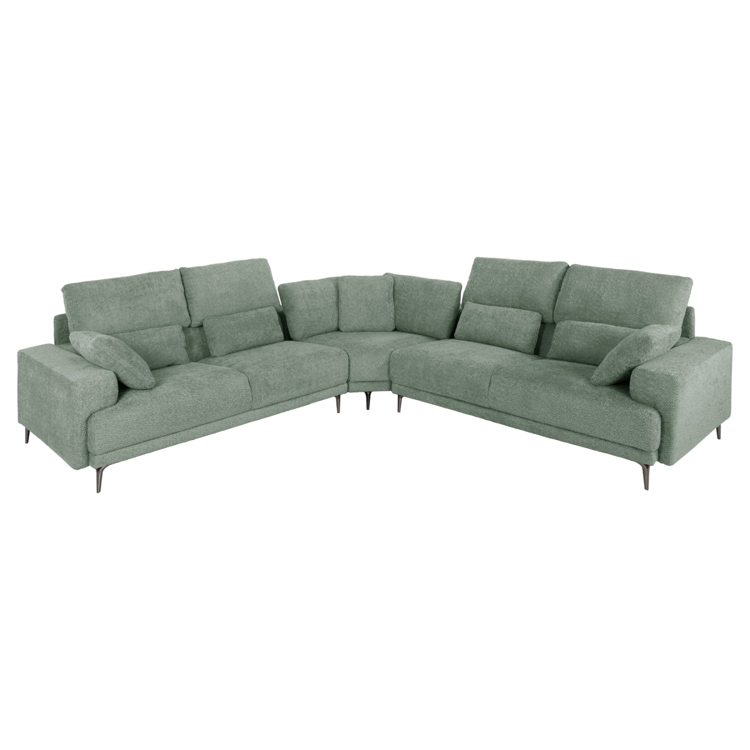 CORNER SOFA SYMMET HM3269.06 MINT FABRIC-GLOSSY ANTHRACITE LEGS 314x314x90-102Hcm.