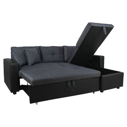 Corner Sofa Bed  Wayne 220x146x86 HM3028.01 Grey with Black PU