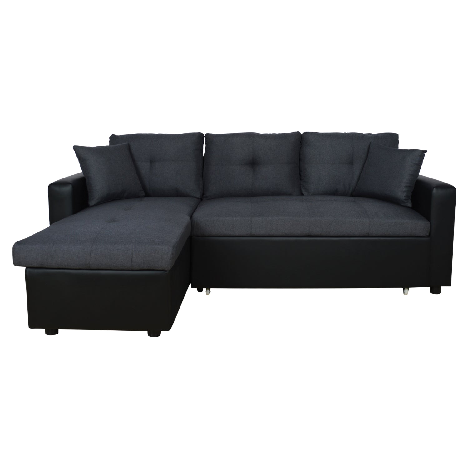 Corner Sofa Bed  Wayne 220x146x86 HM3028.01 Grey with Black PU