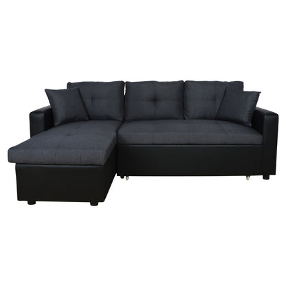 Corner Sofa Bed  Wayne 220x146x86 HM3028.01 Grey with Black PU