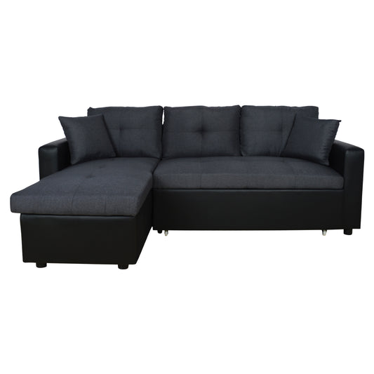 Corner Sofa Bed  Wayne 220x146x86 HM3028.01 Grey with Black PU