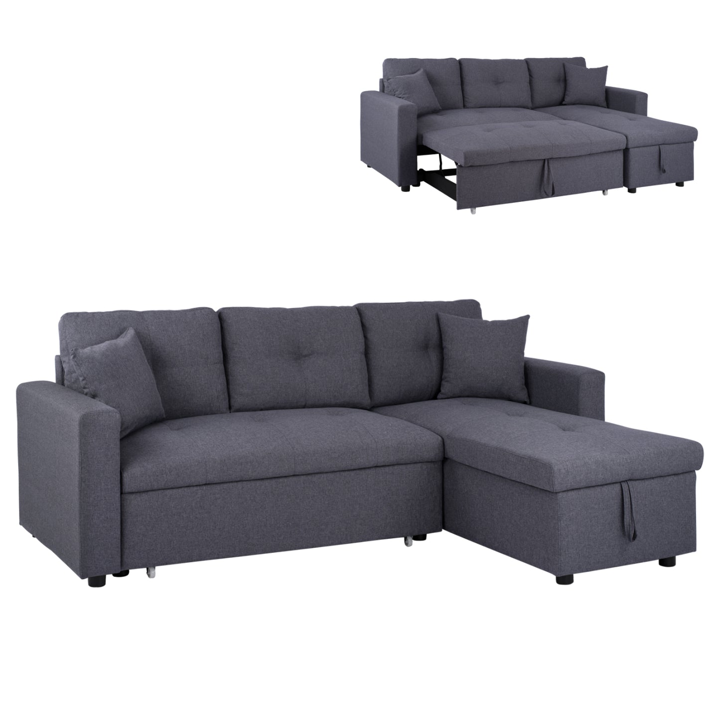 Corner Sofa Bed Wayne 224x147x85 HM3028.11 Grey Fabric