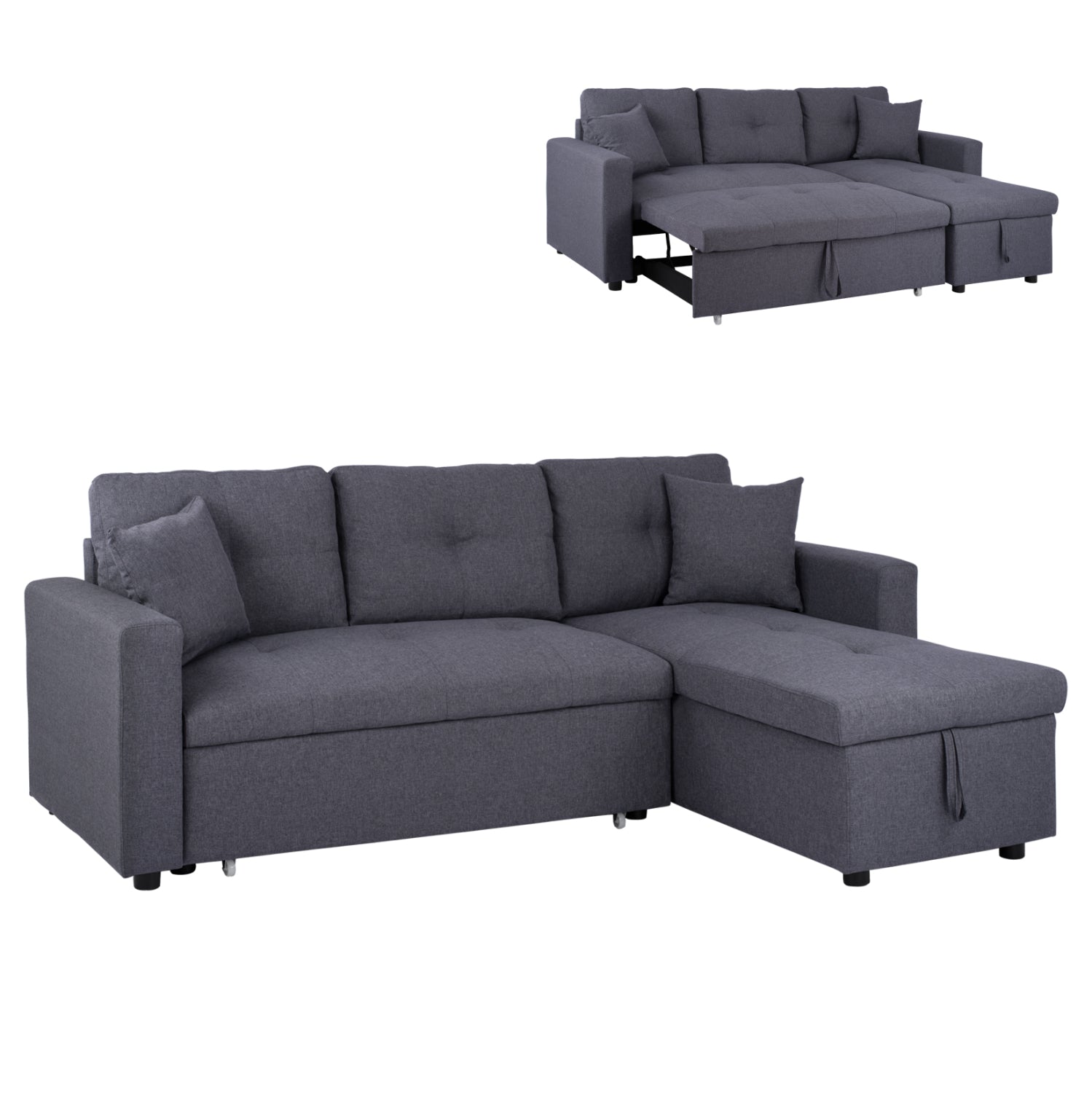 Corner Sofa Bed Wayne 224x147x85 HM3028.11 Grey Fabric