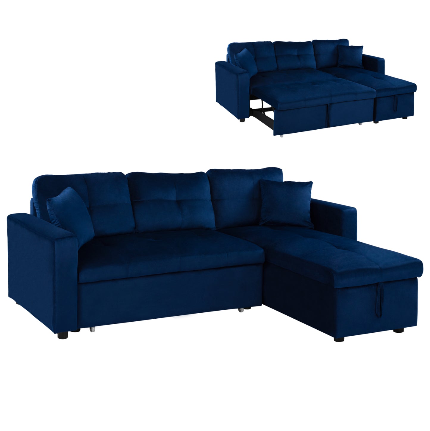 Corner Sofa Bed Wayne 224x147x85 HM3028.18 Velvet Blue