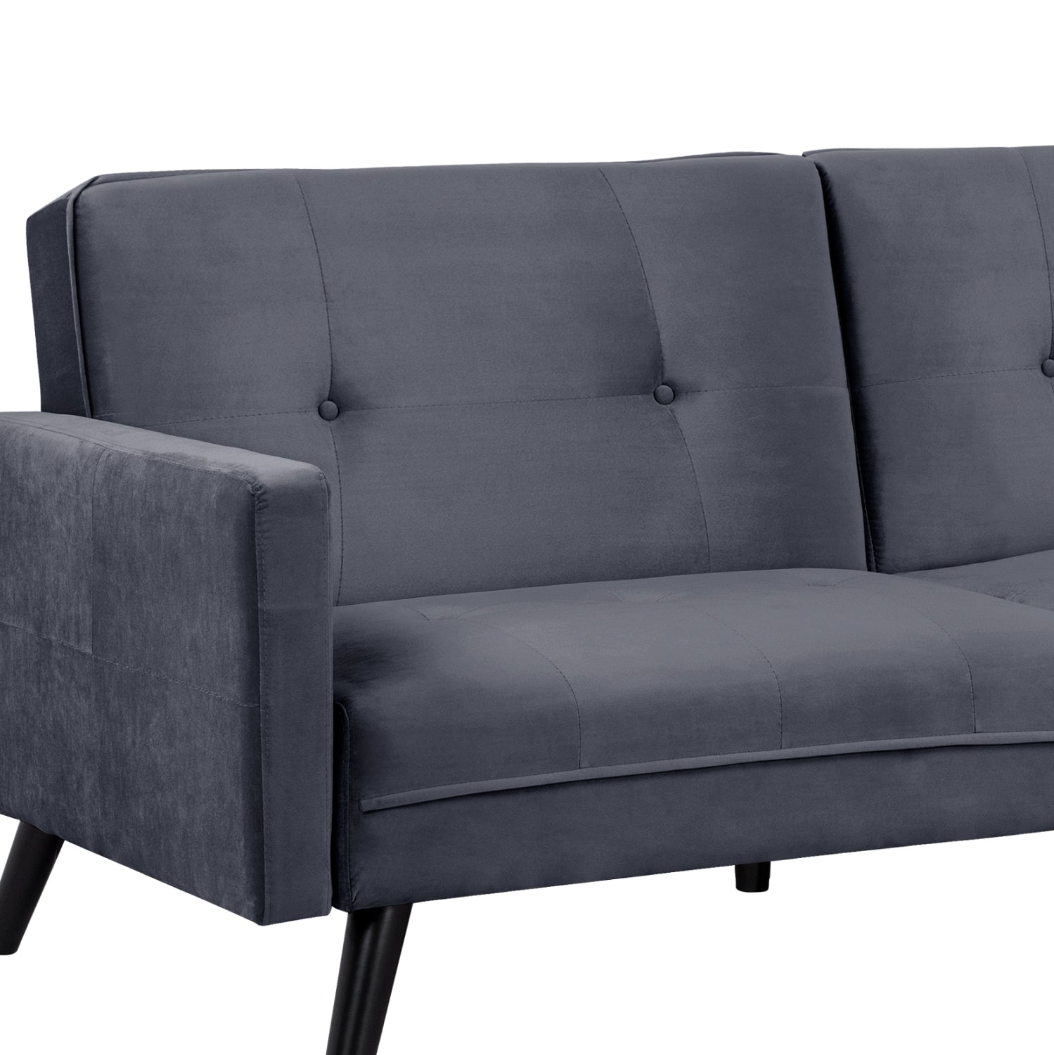 Sofa Corner Bed Livia HM3151.01 Velvet Grey with Footstep 211x158x83cm