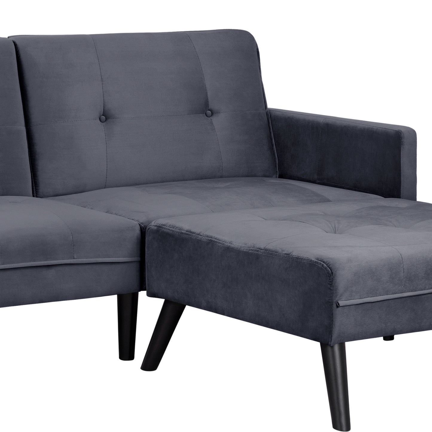 Sofa Corner Bed Livia HM3151.01 Velvet Grey with Footstep 211x158x83cm