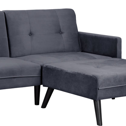 Sofa Corner Bed Livia HM3151.01 Velvet Grey with Footstep 211x158x83cm