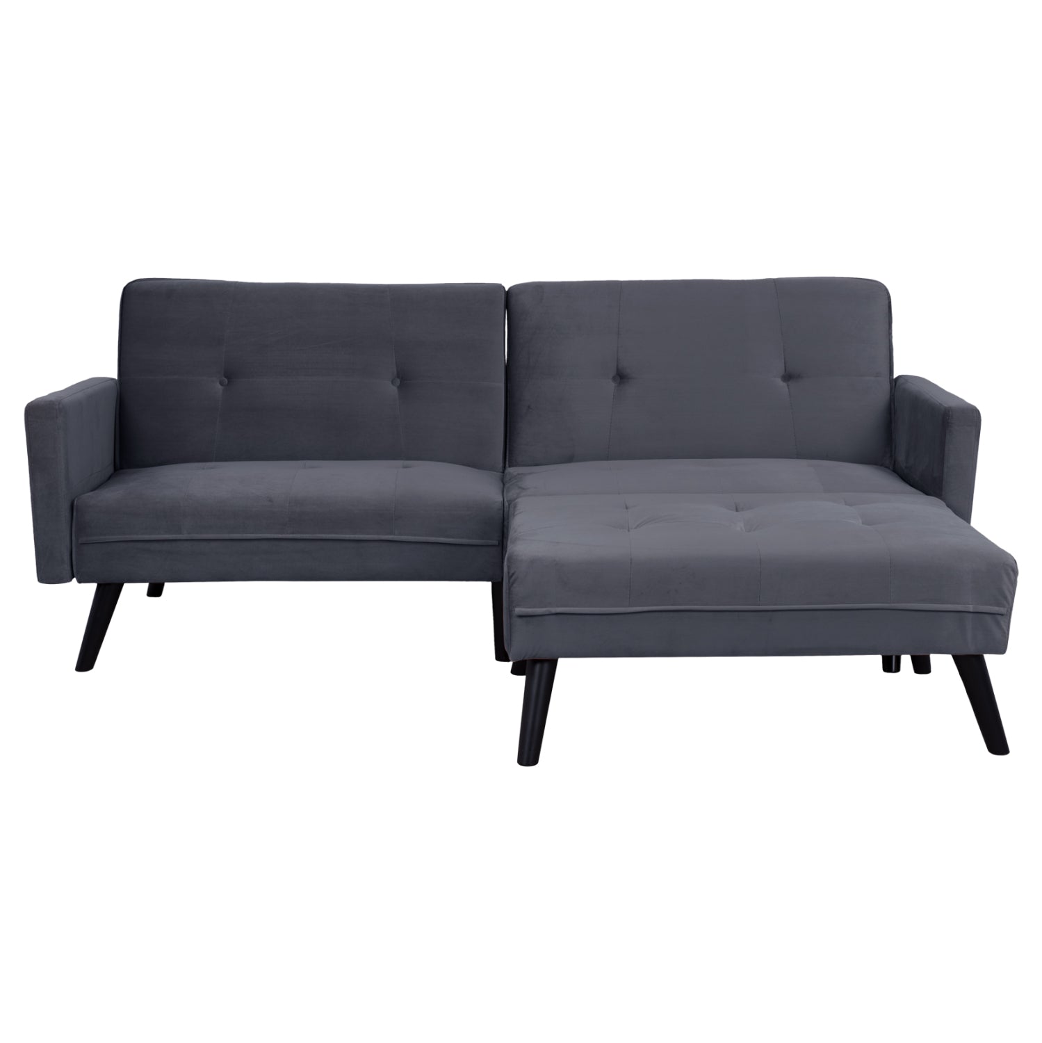 Sofa Corner Bed Livia HM3151.01 Velvet Grey with Footstep 211x158x83cm
