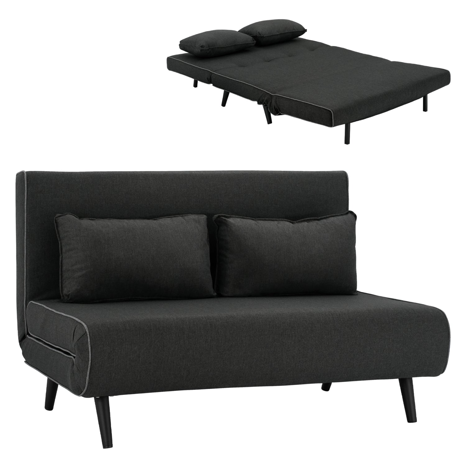 SOFABED FOR 2 PEOPLE ASMA HM3077.03 FABRIC IN DARK GREY 140x80x77Hcm.