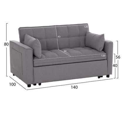 SOFA BED 2-SEATER BORG HM3289.01 GREY FABRIC 140x100x80Hcm.