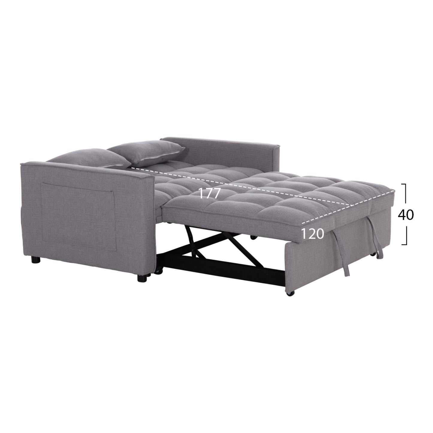 SOFA BED 2-SEATER BORG HM3289.01 GREY FABRIC 140x100x80Hcm.