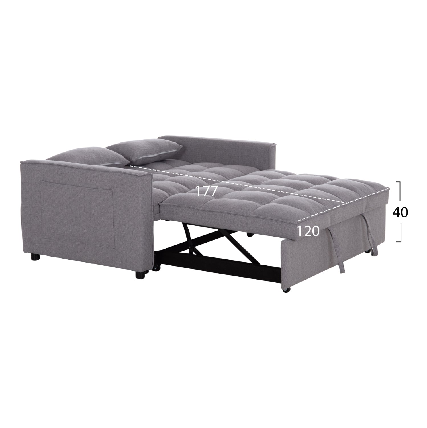 SOFA BED 2-SEATER BORG HM3289.01 GREY FABRIC 140x100x80Hcm.