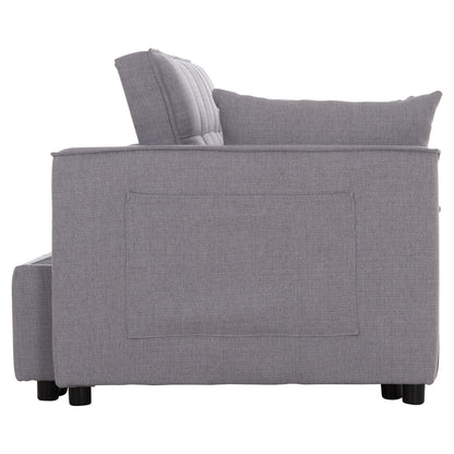 SOFA BED 2-SEATER BORG HM3289.01 GREY FABRIC 140x100x80Hcm.