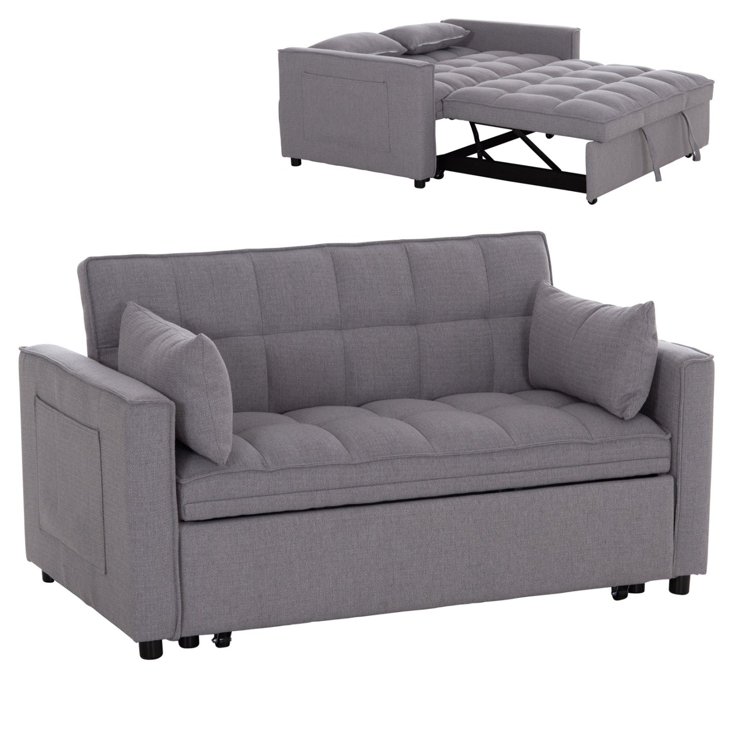 SOFA BED 2-SEATER BORG HM3289.01 GREY FABRIC 140x100x80Hcm.