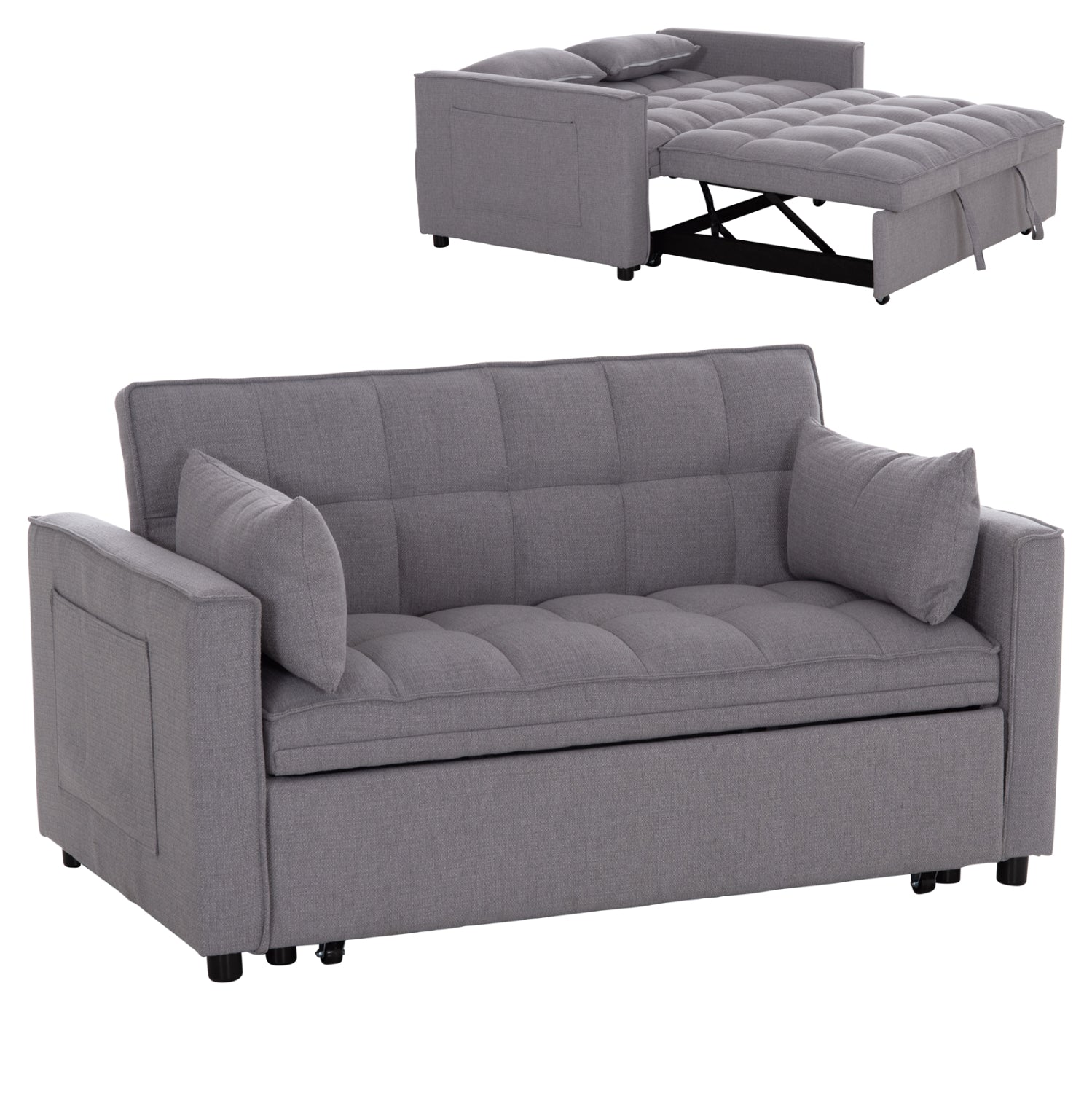 SOFA BED 2-SEATER BORG HM3289.01 GREY FABRIC 140x100x80Hcm.
