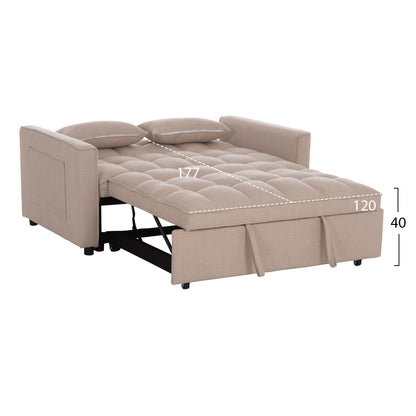 SOFA BED 2-SEATER BORG HM3289.03 BEIGE FABRIC 140x100x80Hcm.