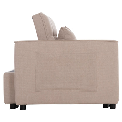 SOFA BED 2-SEATER BORG HM3289.03 BEIGE FABRIC 140x100x80Hcm.