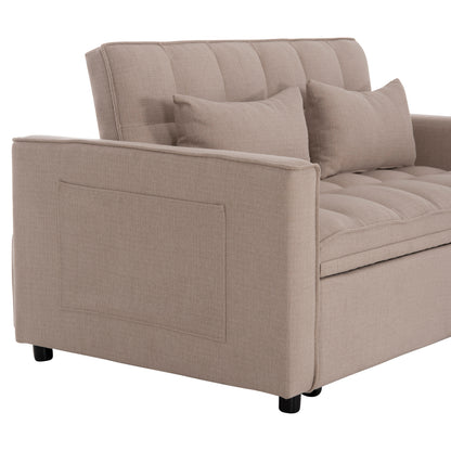 SOFA BED 2-SEATER BORG HM3289.03 BEIGE FABRIC 140x100x80Hcm.