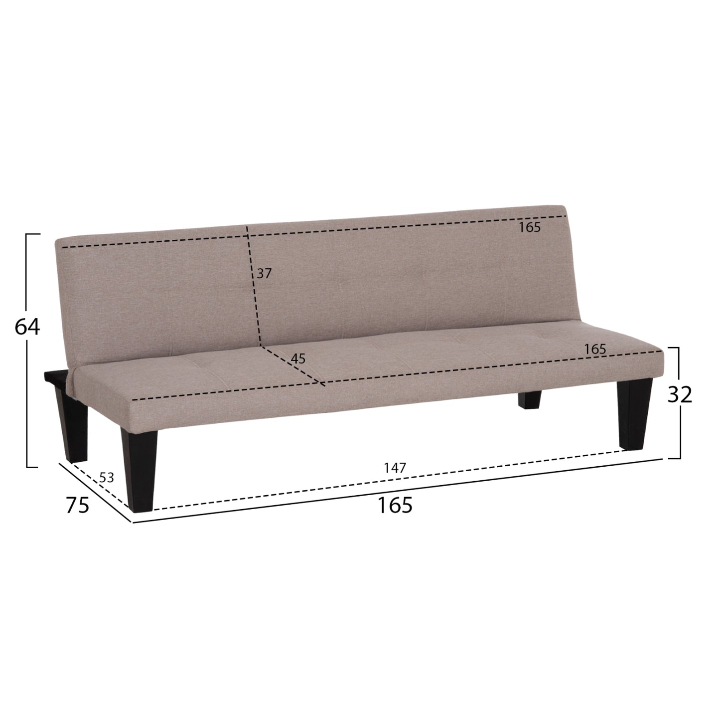 SOFABED 2-SEATER KORO HM3304.04 BEIGE PU LEATHER 165x75x64Hcm.