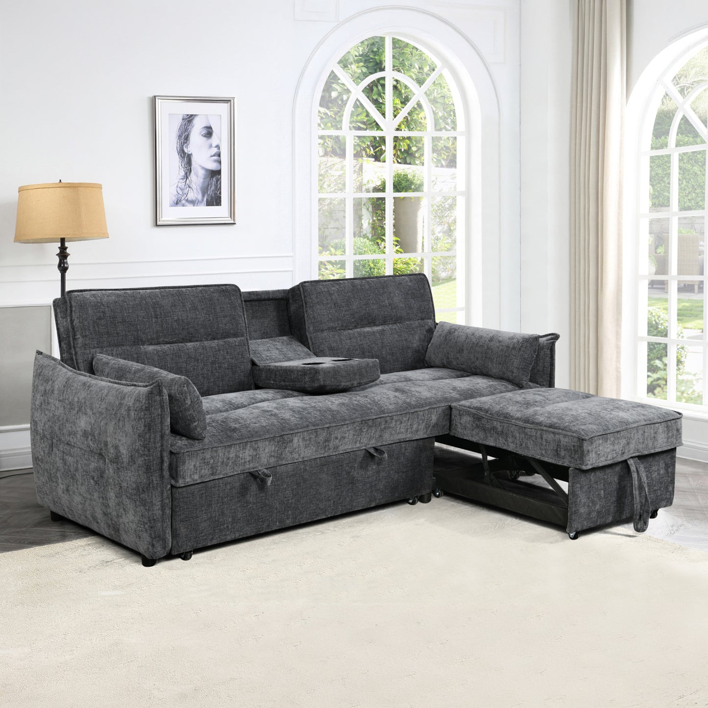 SOFABED MULTIFORM 2-SEATER VELAR HM3305.01 GREY FABRIC 208x86x85Hcm.