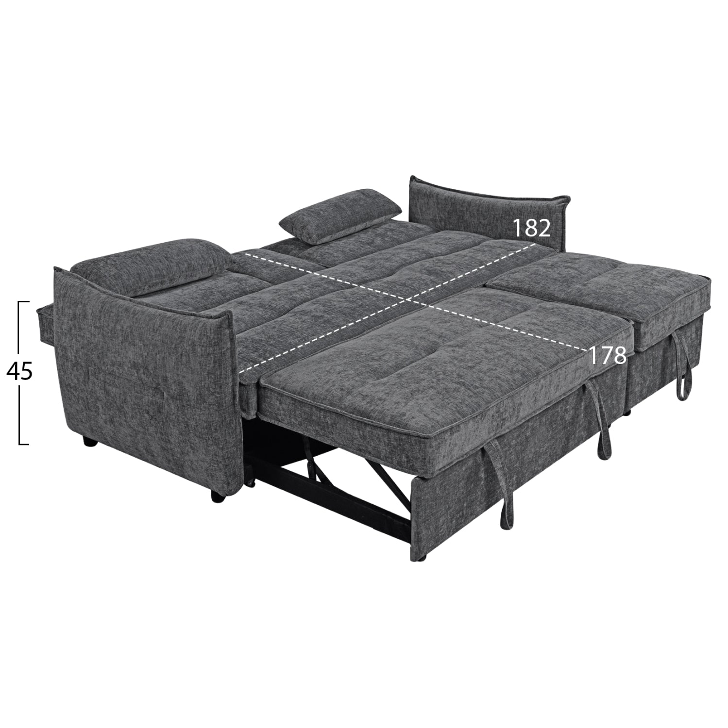 SOFABED MULTIFORM 2-SEATER VELAR HM3305.01 GREY FABRIC 208x86x85Hcm.
