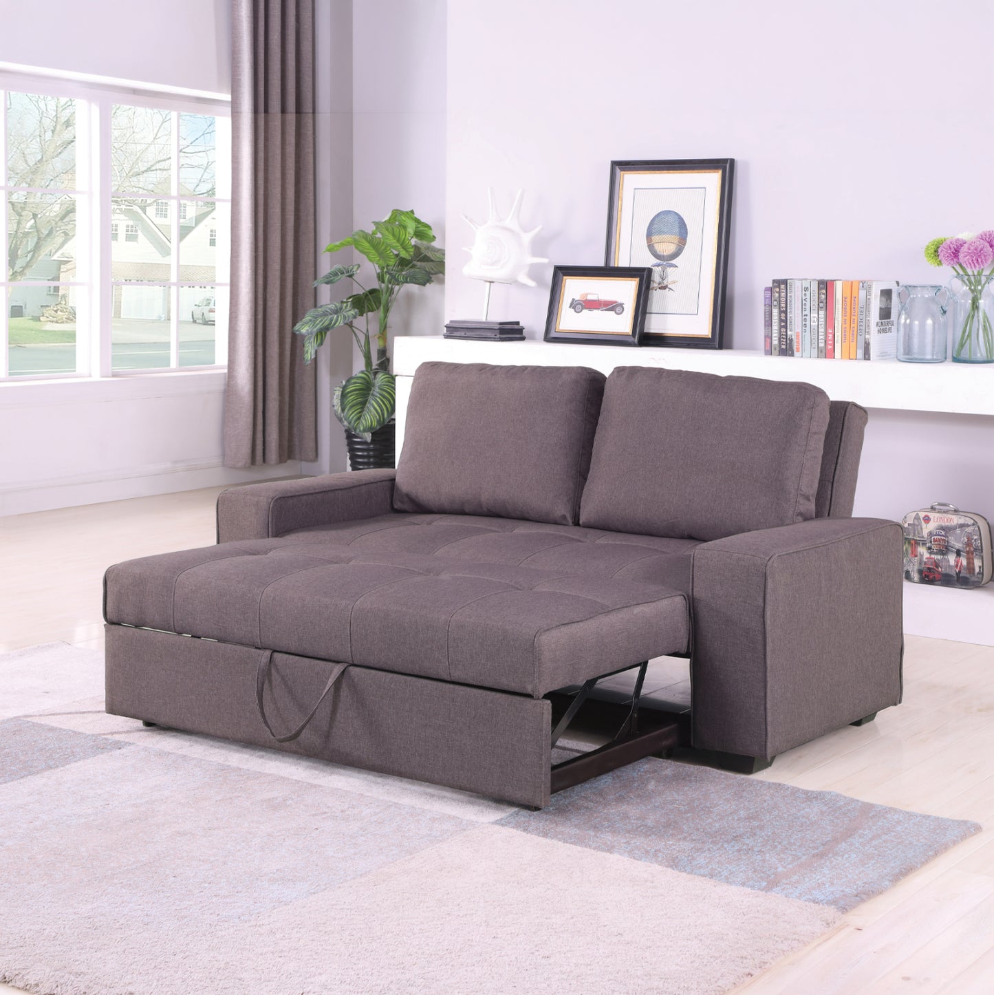Sofa/Bed Kanna 2 seater HM3082.01 with brown fabric 176x102x91 cm