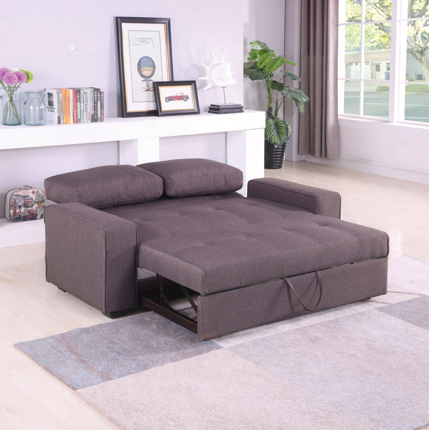 Sofa/Bed Kanna 2 seater HM3082.01 with brown fabric 176x102x91 cm