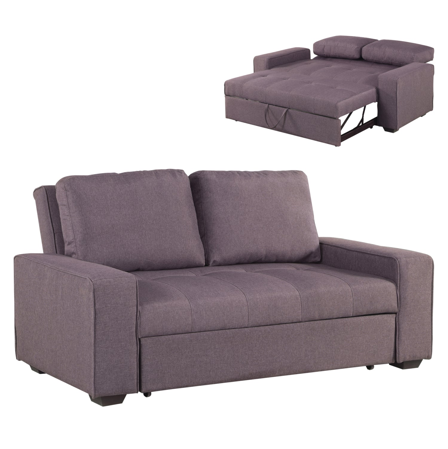 Sofa/Bed Kanna 2 seater HM3082.01 with brown fabric 176x102x91 cm