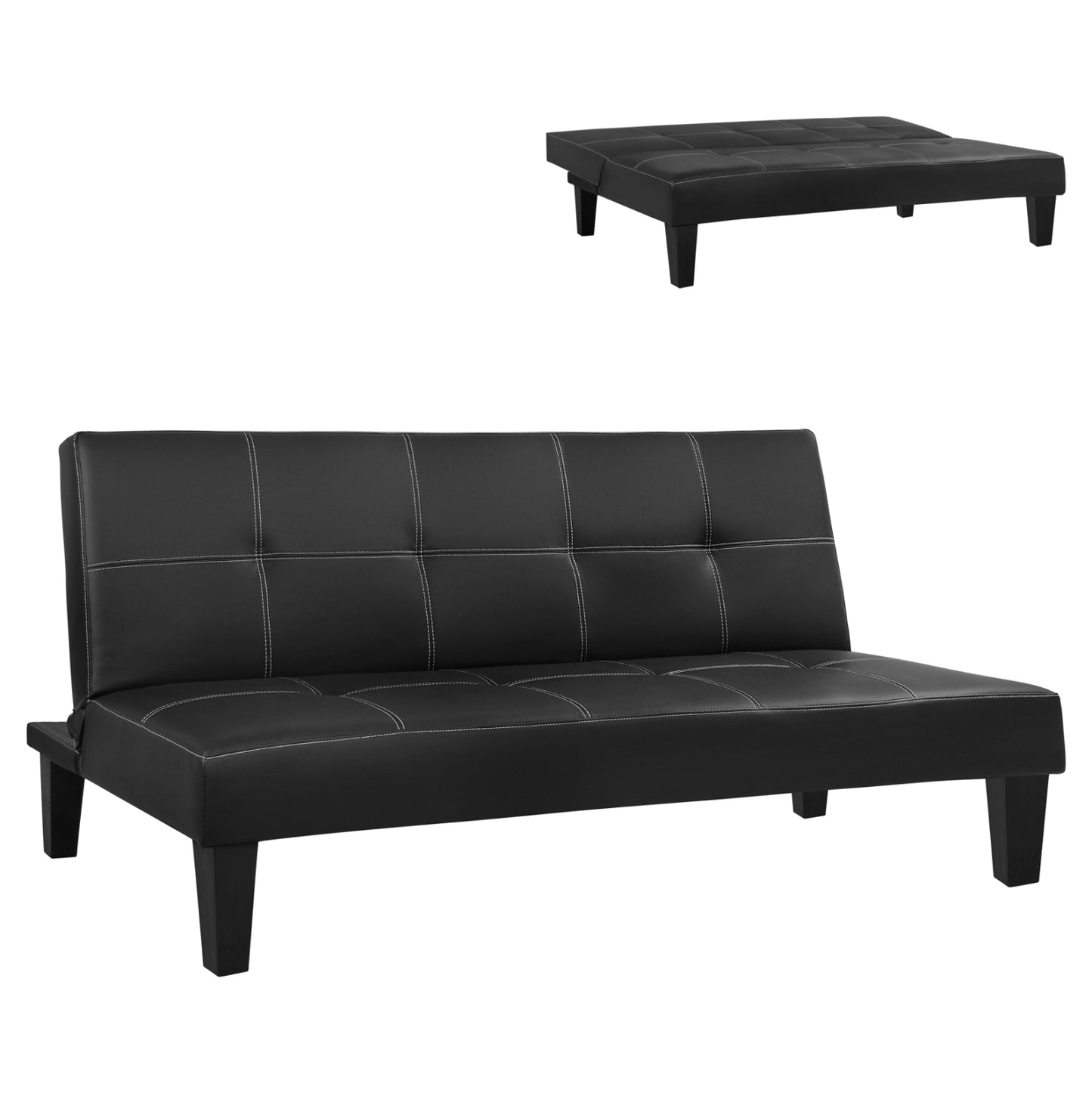 Sofa/Bed 3 seater HM3002.02 Black PU with details 186x90x82