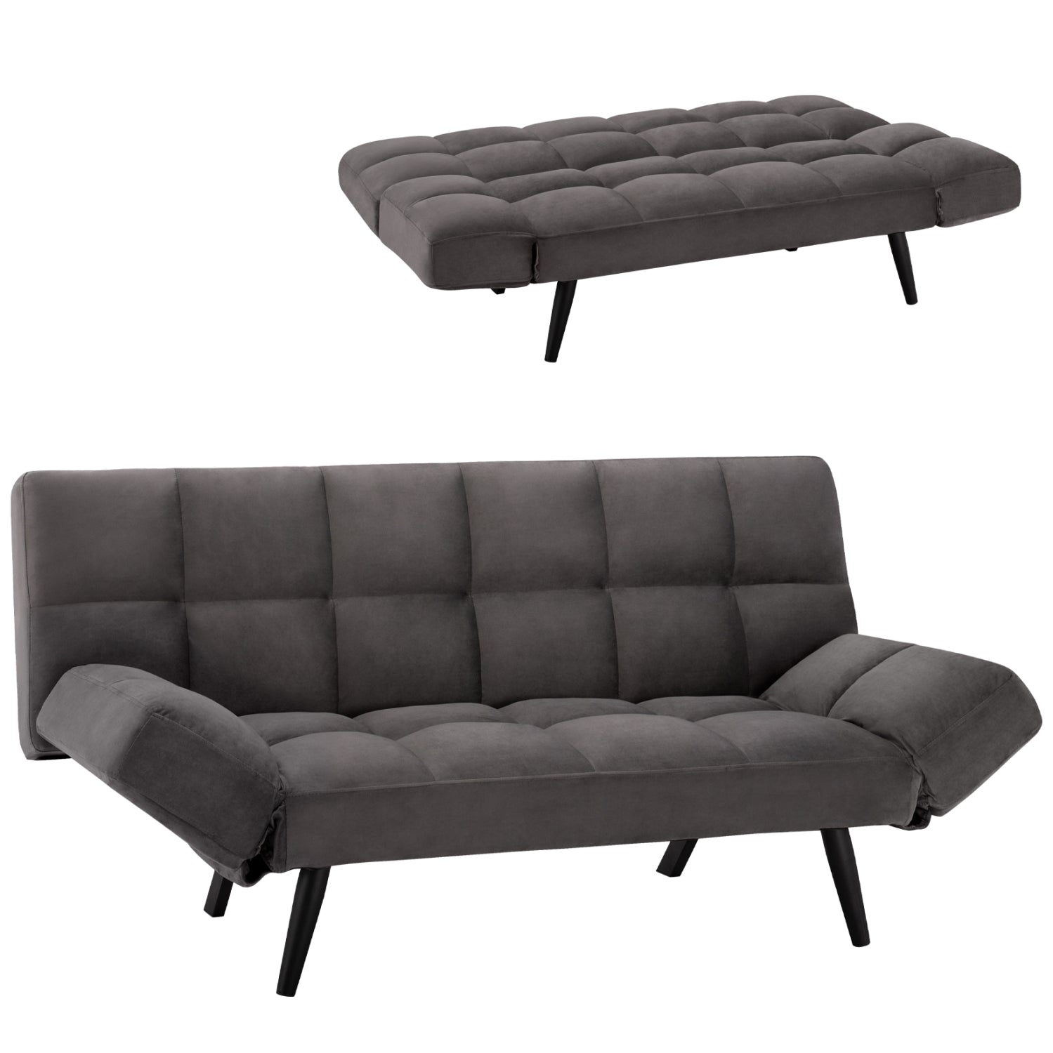 Sofa Bed 3 Seater from velvet grey HM3167.01 182x80x88cm