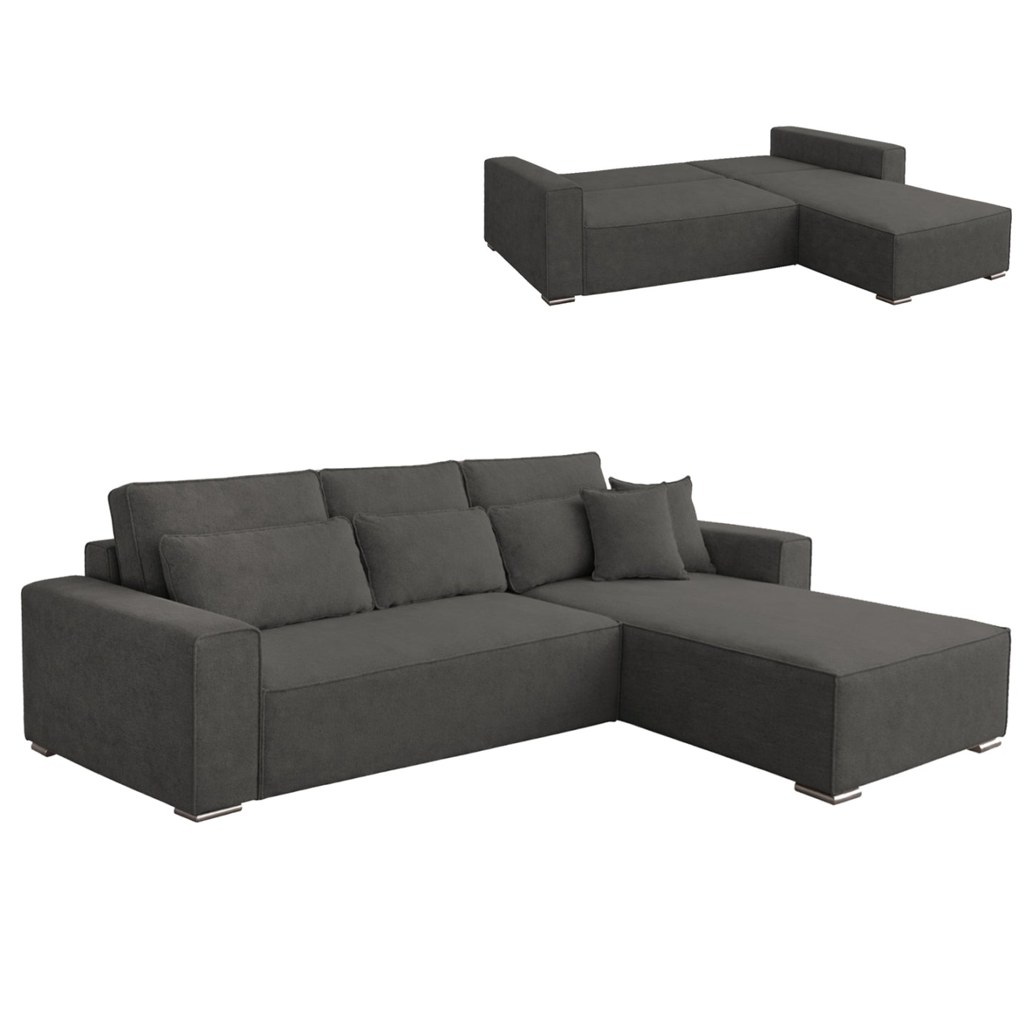 REVERSIBLE CORNER SOFABED CORNERA HM3335.01 GREY FABRIC 269x155x89Hcm.