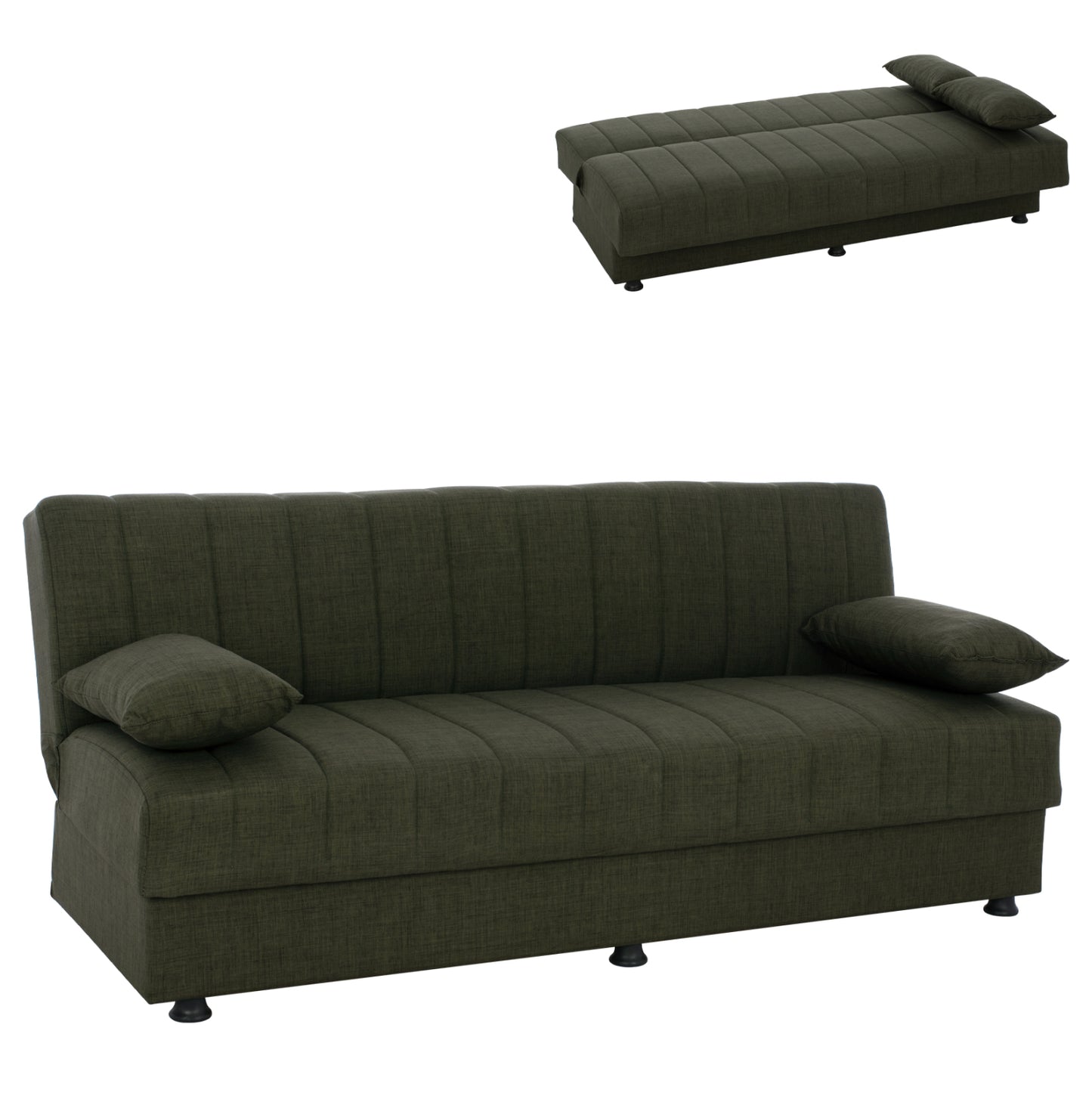 Hm3239.05 ANDRI three-seater sofa-bed, cypress green fabric