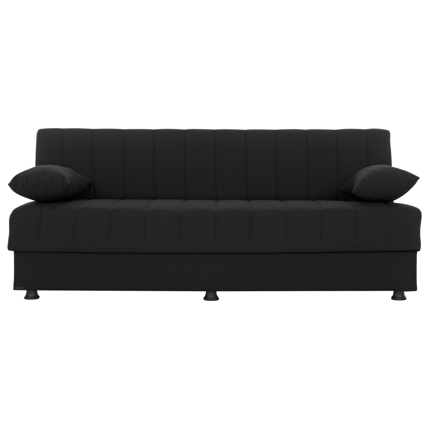 Hm3239.01 ANDRI three-seater sofa-bed, black fabric, short legs, without arms
