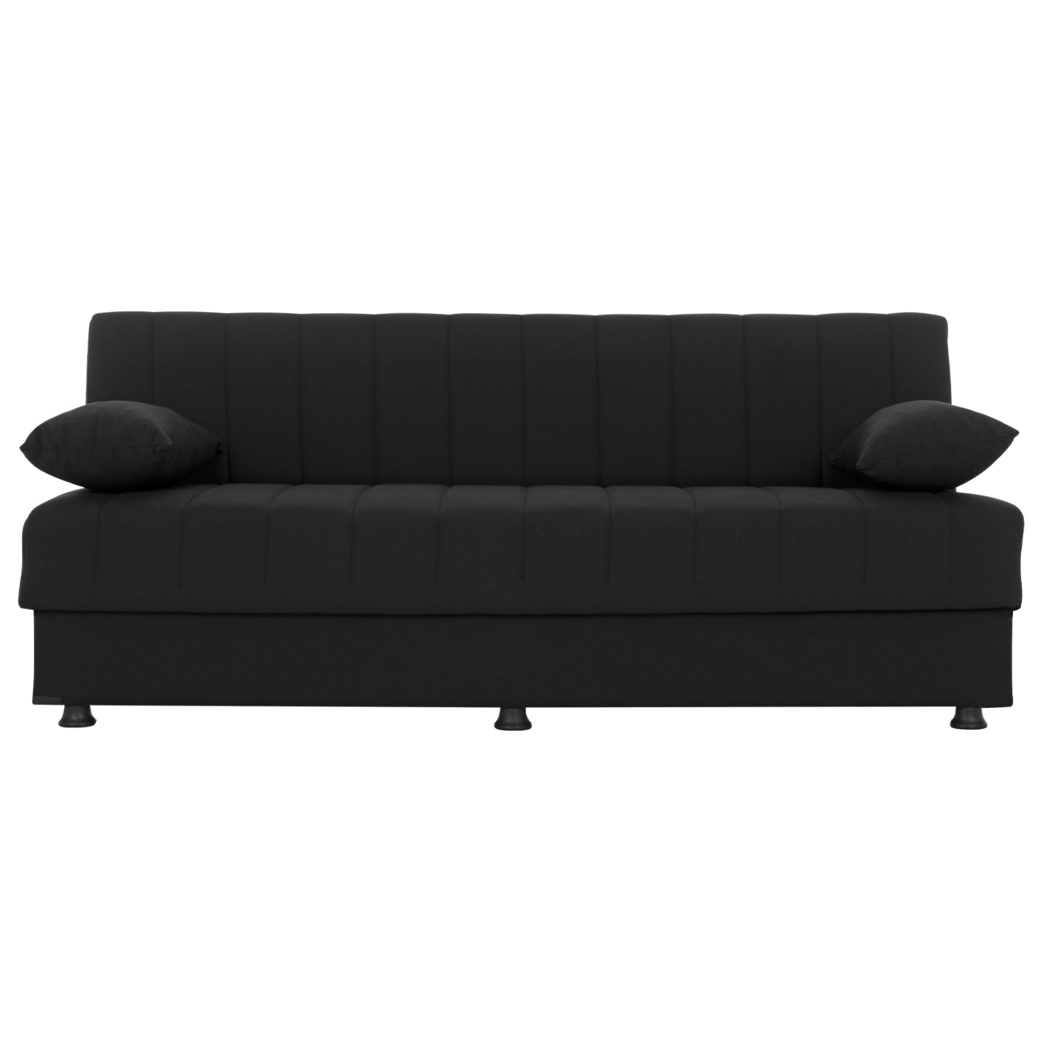 Hm3239.01 ANDRI three-seater sofa-bed, black fabric, short legs, without arms