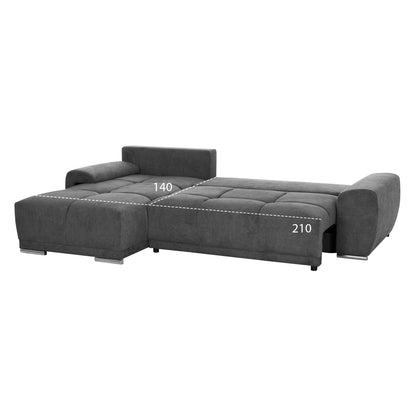 LEFT CORNER SOFABED COMFYRA HM3336.01L GREY FABRIC 270x181x75Hcm.