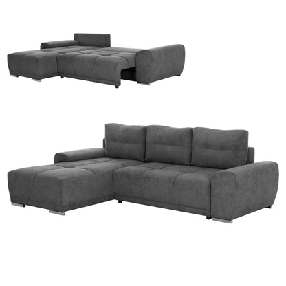 LEFT CORNER SOFABED COMFYRA HM3336.01L GREY FABRIC 270x181x75Hcm.