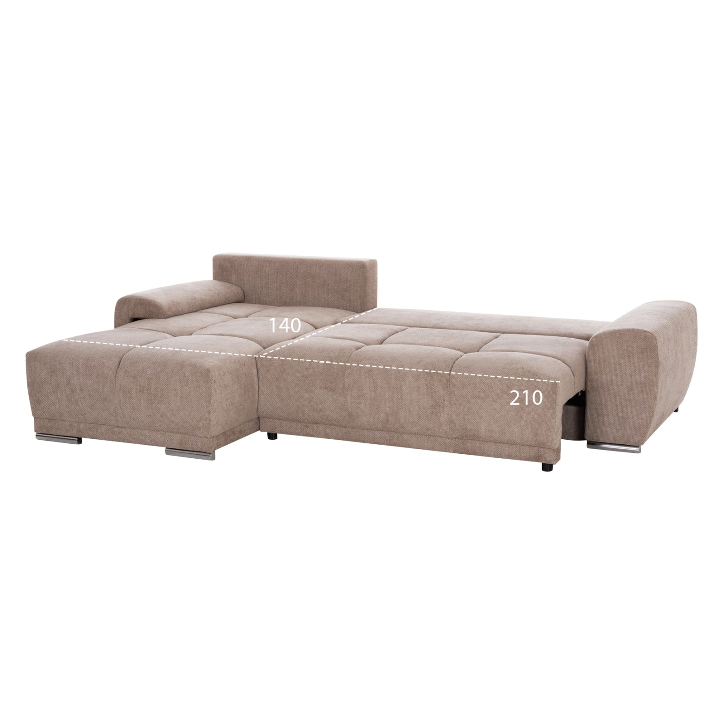 LEFT CORNER SOFABED COMFYRA HM3336.03L BEIGE FABRIC 270x181x75Hcm.
