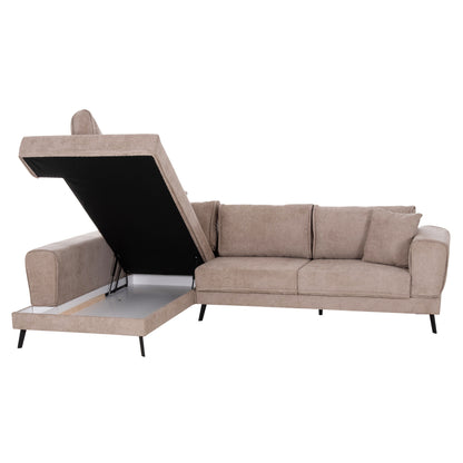 CORNER SOFABED (LEFT) ZENORA HM3337.03L BEIGE FABRIC 303x214x80Hcm