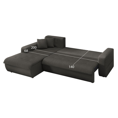 CORNER SOFABED LEFT KANSO HM3338.01L GREY FABRIC 244x188x80Hcm.