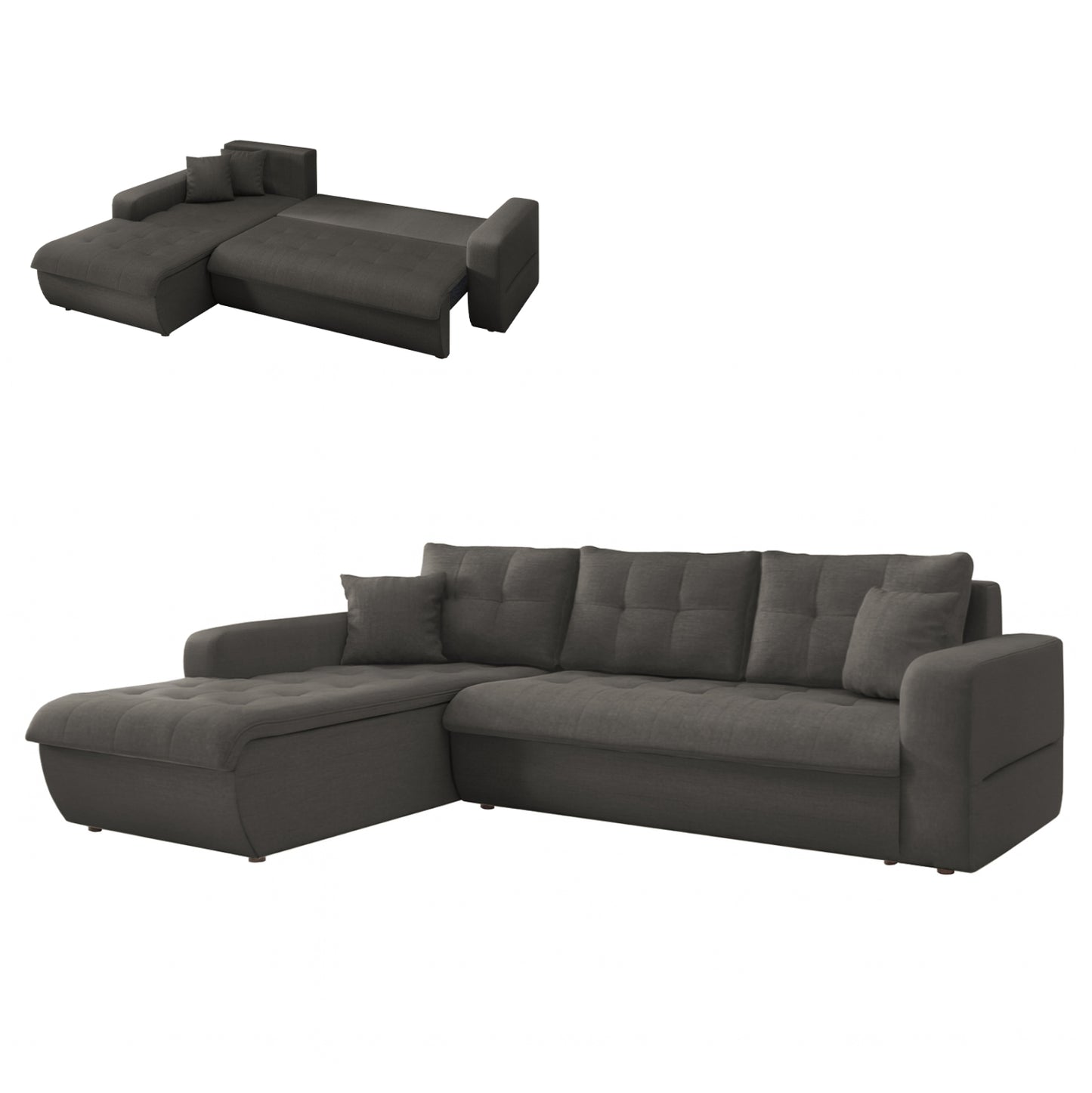 CORNER SOFABED LEFT KANSO HM3338.01L GREY FABRIC 244x188x80Hcm.