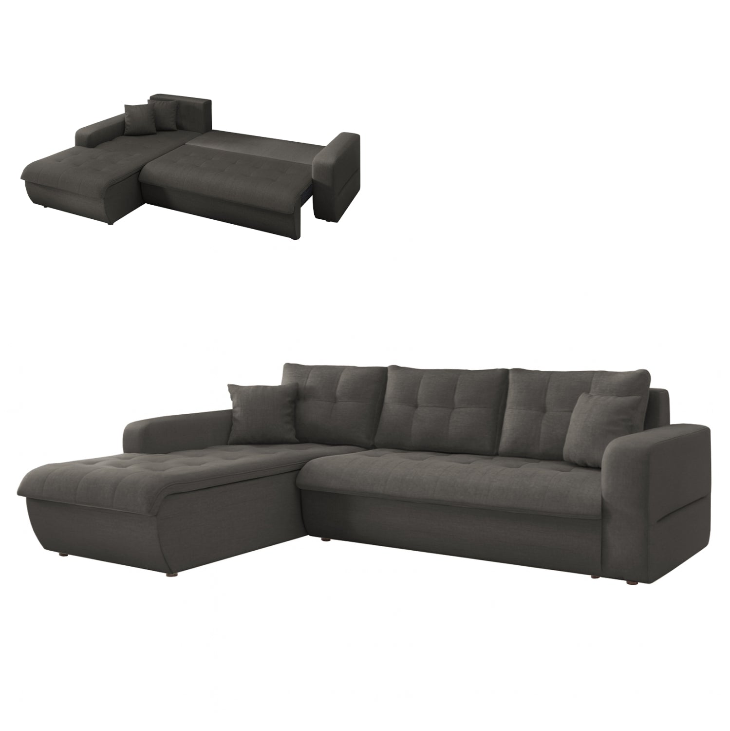 CORNER SOFABED LEFT KANSO HM3338.01L GREY FABRIC 244x188x80Hcm.