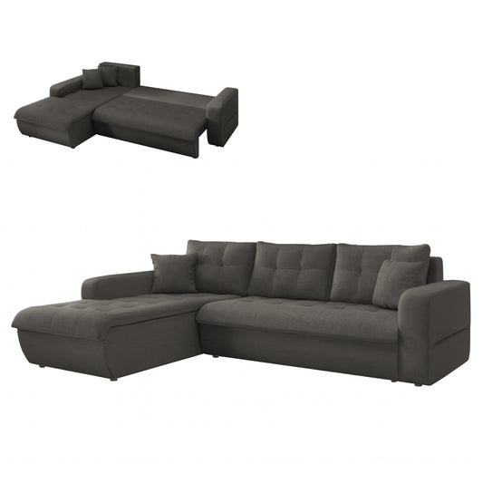 CORNER SOFABED LEFT KANSO HM3338.01L GREY FABRIC 244x188x80Hcm.