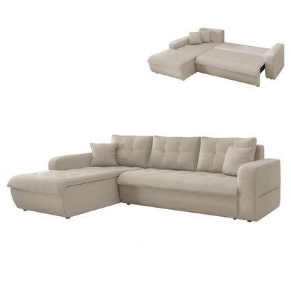 CORNER SOFABED LEFT KANSO HM3338.03L BEIGE FABRIC 244x188x80Hcm.
