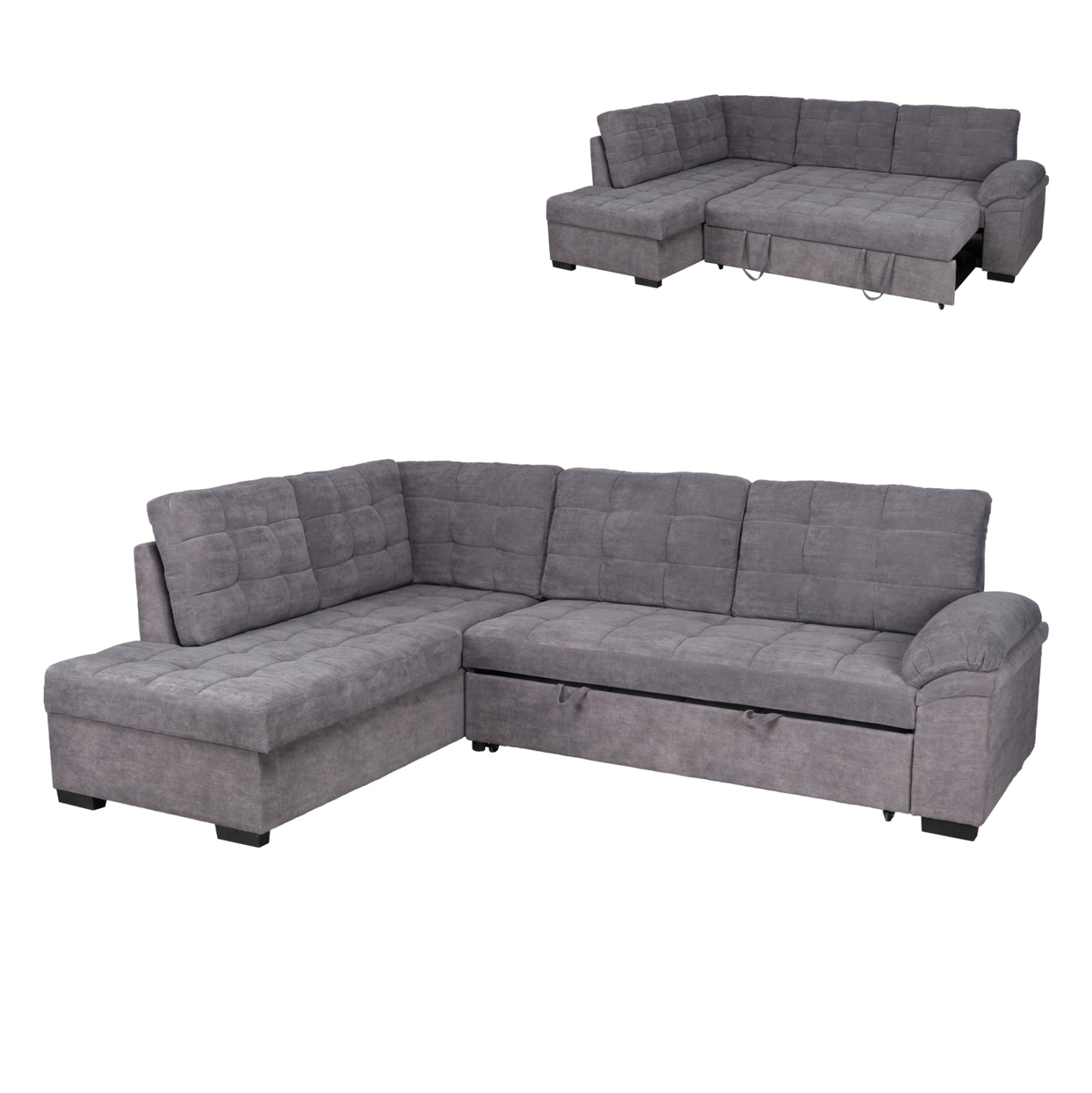Sofa bed Jade left corner in dark grey color HM3144.02L 252x159x84h cm