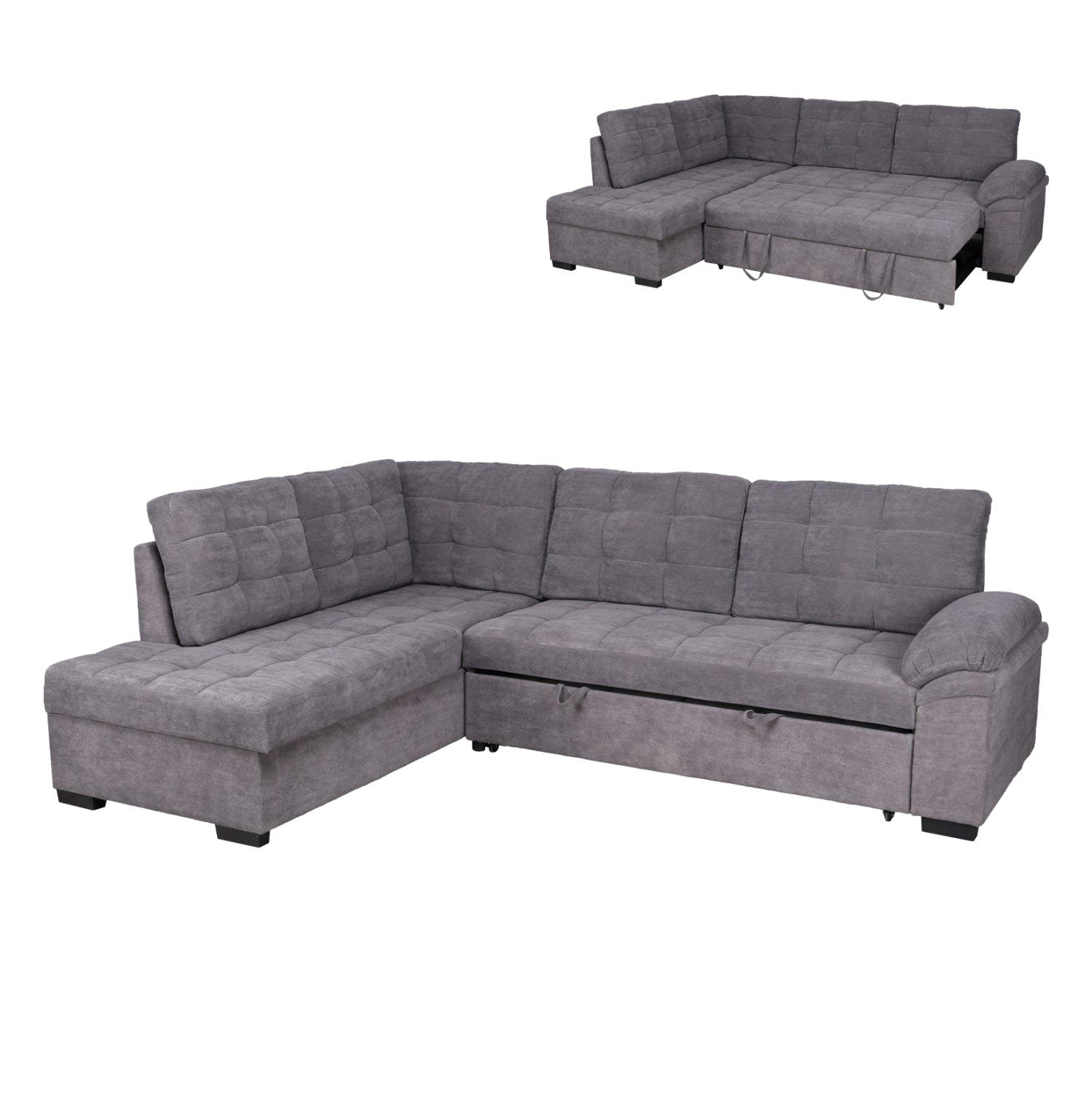 Sofa bed Jade left corner in dark grey color HM3144.02L 252x159x84h cm