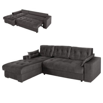 CORNER (LEFT) SOFA-BED WITH STORAGE SPACE CLANCY HM3281.02L ANTHRACITE FABRIC 308x181x92Hcm.