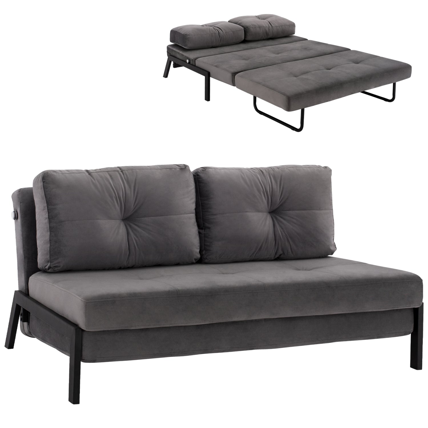 Sofa Bed Velvet Grey 2 1/2 Seater HM3079.11 151x92x66cm