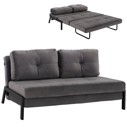 Sofa Bed Velvet Grey 2 1/2 Seater HM3079.11 151x92x66cm