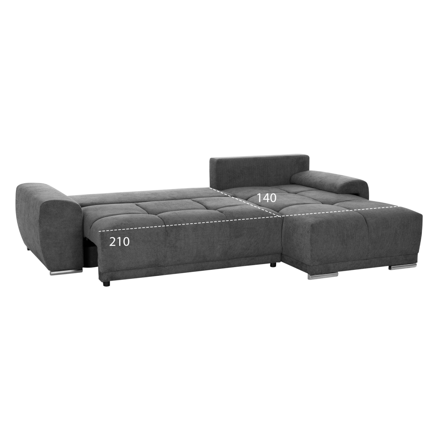 RIGHT CORNER SOFABED COMFYRA HM3336.01R GREY FABRIC 270x181x75Hcm.